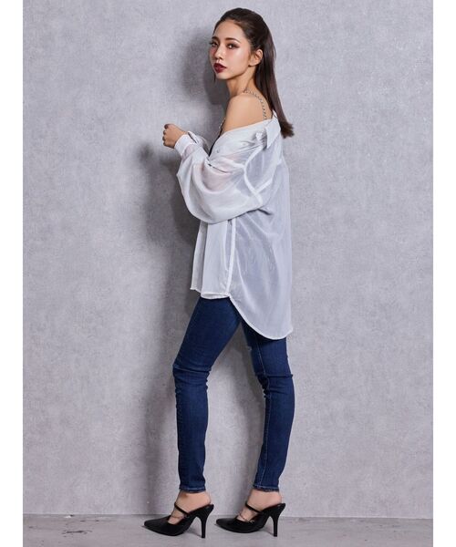 GYDA（ジェイダ）の「オーバーラメシアーシャツ（シャツ/ブラウス・レディース・ブラック/オフホワイト/ミント・FREE）」の9枚目の写真