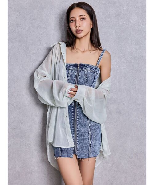 GYDA（ジェイダ）の「オーバーラメシアーシャツ（シャツ/ブラウス・レディース・ブラック/オフホワイト/ミント・FREE）」の10枚目の写真