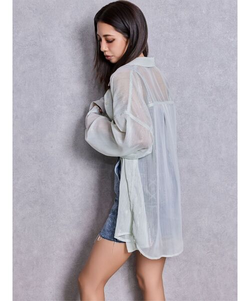 GYDA（ジェイダ）の「オーバーラメシアーシャツ（シャツ/ブラウス・レディース・ブラック/オフホワイト/ミント・FREE）」の11枚目の写真