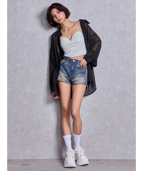 GYDA（ジェイダ）の「オーバーラメシアーシャツ（シャツ/ブラウス・レディース・ブラック/オフホワイト/ミント・FREE）」の17枚目の写真