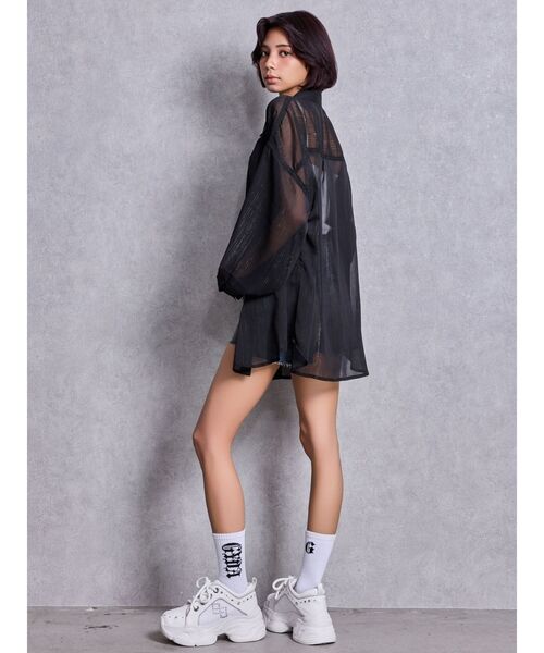 GYDA（ジェイダ）の「オーバーラメシアーシャツ（シャツ/ブラウス・レディース・ブラック/オフホワイト/ミント・FREE）」の18枚目の写真