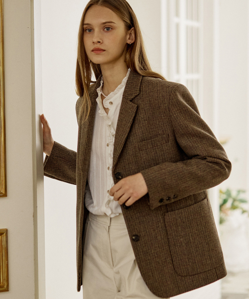 NONLOCAL(ノンローカル)の「Three Button Wool Blend Classic Jacket - Brown(テーラードジャケット・レディース・その他・FREE)」の1枚目の写真