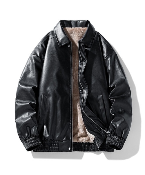 セール】12E7-MZ PU レザー 裏ボア ジャケット（スタジャン