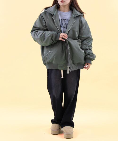 WOND(ウォンド)の「WOND/【26年春新作】2WAYフーデッドBIGブルゾン(ブルゾン・レディース・カーキ/ブラック/ピンク・FREE)」の15枚目の写真