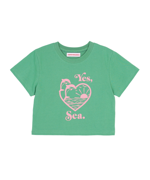 HIGH SCHOOL DISCO(ハイスクールディスコ)の「ドルフィングラフィッククロップTシャツグリーン(Tシャツ/カットソー・レディース・その他・FREE)」の1枚目の写真