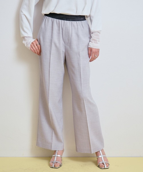 LHELBIE（レルビエ）の「【セレモニー】ラメベルトパンツ（スラックス・レディース・グレイッシュベージュ/チャコールグレー/ライトグレー・M）」の3枚目の写真