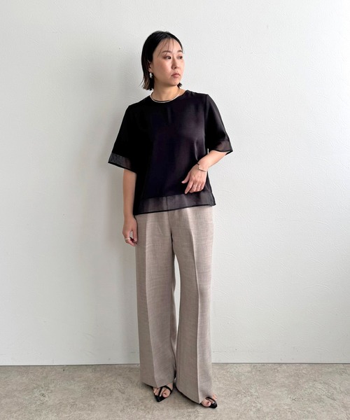 LHELBIE（レルビエ）の「【セレモニー】ラメベルトパンツ（スラックス・レディース・グレイッシュベージュ/チャコールグレー/ライトグレー・M）」の9枚目の写真
