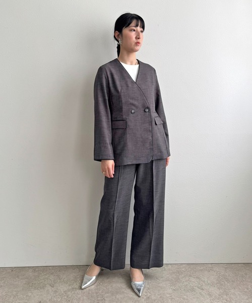 LHELBIE（レルビエ）の「【セレモニー】ラメベルトパンツ（スラックス・レディース・グレイッシュベージュ/チャコールグレー/ライトグレー・M）」の14枚目の写真