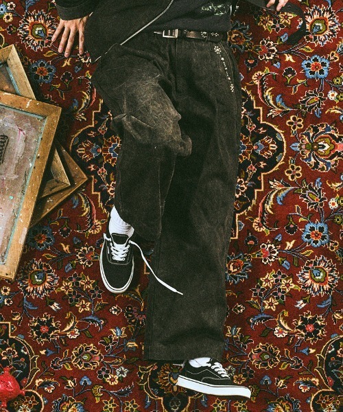 EFFECTEN（エフェクテン）の「mp14589-Studs work wide pants ワイドパンツ(efsal-02)（その他パンツ・メンズ・ブラック・M）」の2枚目の写真