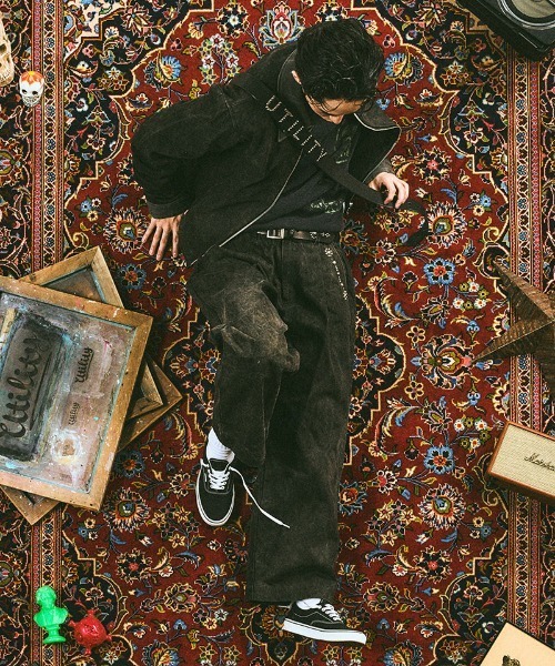 EFFECTEN（エフェクテン）の「mp14589-Studs work wide pants ワイドパンツ(efsal-02)（その他パンツ・メンズ・ブラック・M）」の4枚目の写真