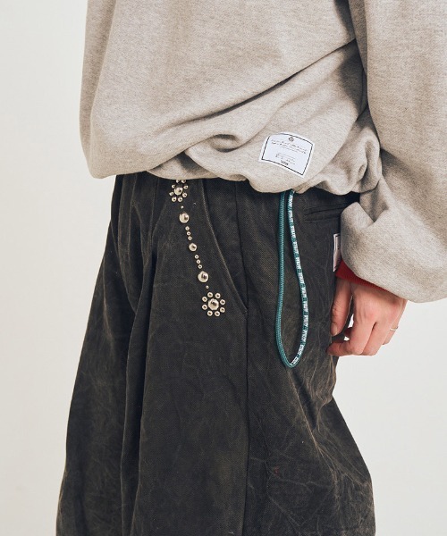 EFFECTEN（エフェクテン）の「mp14589-Studs work wide pants ワイドパンツ(efsal-02)（その他パンツ・メンズ・ブラック・M）」の9枚目の写真