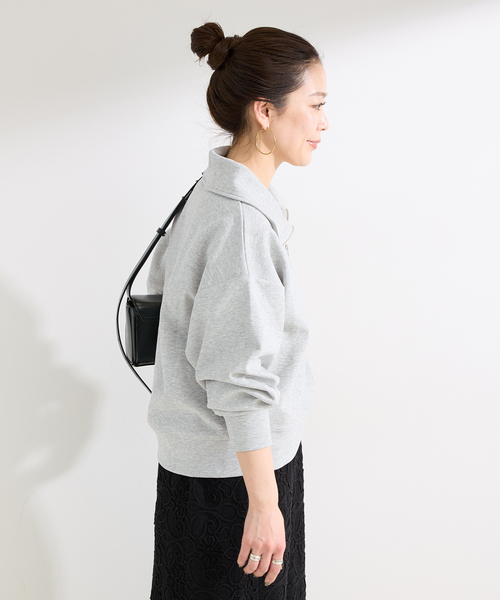 B.C STOCK（ベーセーストック）の「ウォッシャブル / ダンボールハーフZIPトップス（スウェット・レディース・ネイビー/チャコールグレー/ホワイト・FREE）」の5枚目の写真