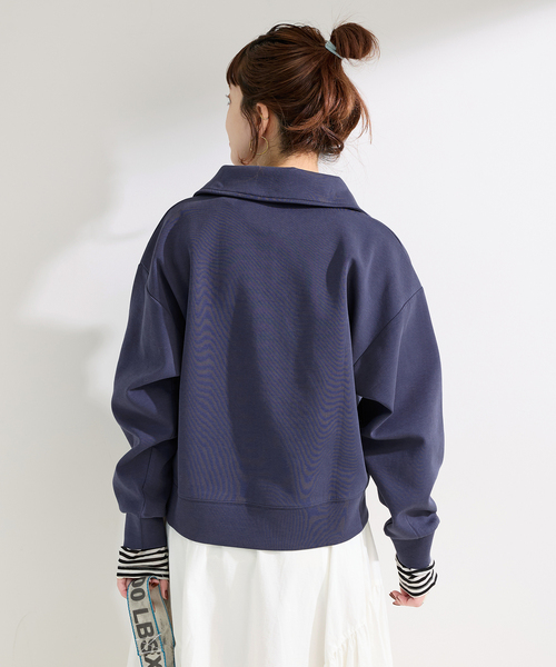 B.C STOCK（ベーセーストック）の「ウォッシャブル / ダンボールハーフZIPトップス（スウェット・レディース・ネイビー/チャコールグレー/ホワイト・FREE）」の18枚目の写真