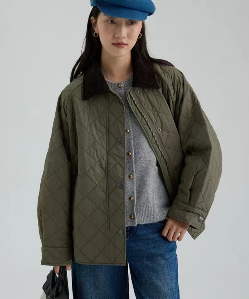 Ritzy（リッツィー）の「キルティングブルゾン（テーラードジャケット・レディース・カーキ/グリーン・LARGE/MEDIUM）」の12枚目の写真