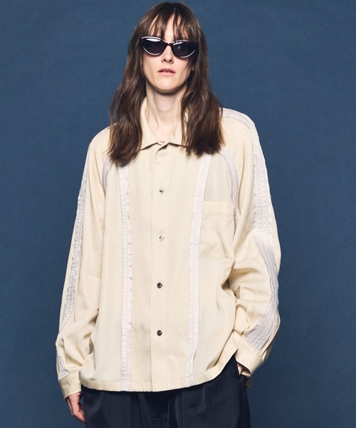 MAISON SPECIAL（メゾンスペシャル）の「《UNISEX》Inside-out Prime-Over Open Collar Shirt/インサイドアウトプライムオーバーオープンカラーシャツ【MAISON SPECIAL/メゾンスペシャル】（シャツ/ブラウス・メンズ・ブラック/ピンクベージュ/バーガンディー・0/1/2）」の2枚目の写真