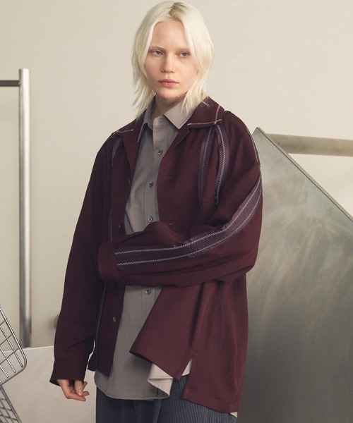 MAISON SPECIAL（メゾンスペシャル）の「《UNISEX》Inside-out Prime-Over Open Collar Shirt/インサイドアウトプライムオーバーオープンカラーシャツ【MAISON SPECIAL/メゾンスペシャル】（シャツ/ブラウス・メンズ・ブラック/ピンクベージュ/バーガンディー・0/1/2）」の3枚目の写真