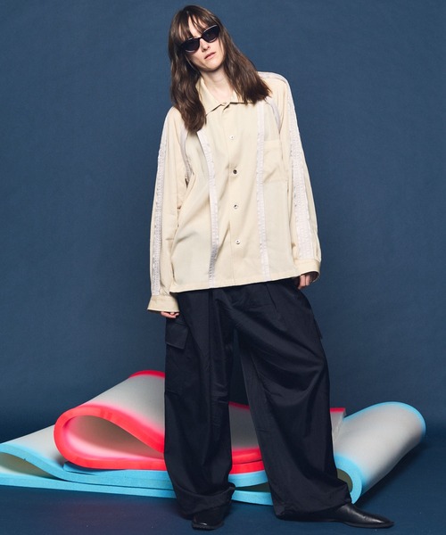 MAISON SPECIAL（メゾンスペシャル）の「《UNISEX》Inside-out Prime-Over Open Collar Shirt/インサイドアウトプライムオーバーオープンカラーシャツ【MAISON SPECIAL/メゾンスペシャル】（シャツ/ブラウス・メンズ・ブラック/ピンクベージュ/バーガンディー・0/1/2）」の7枚目の写真