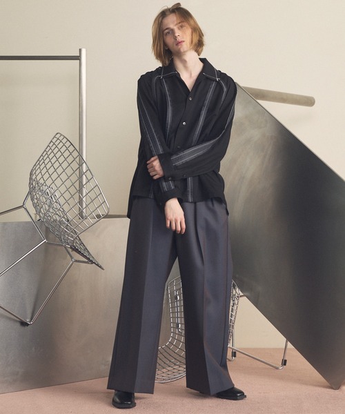 MAISON SPECIAL（メゾンスペシャル）の「《UNISEX》Inside-out Prime-Over Open Collar Shirt/インサイドアウトプライムオーバーオープンカラーシャツ【MAISON SPECIAL/メゾンスペシャル】（シャツ/ブラウス・メンズ・ブラック/ピンクベージュ/バーガンディー・0/1/2）」の4枚目の写真