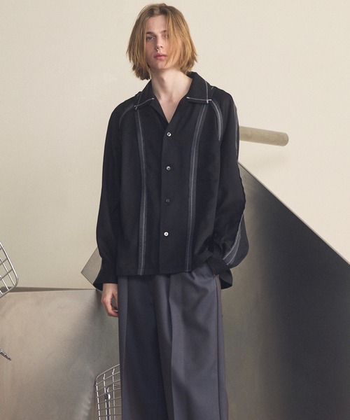 MAISON SPECIAL（メゾンスペシャル）の「《UNISEX》Inside-out Prime-Over Open Collar Shirt/インサイドアウトプライムオーバーオープンカラーシャツ【MAISON SPECIAL/メゾンスペシャル】（シャツ/ブラウス・メンズ・ブラック/ピンクベージュ/バーガンディー・0/1/2）」の9枚目の写真