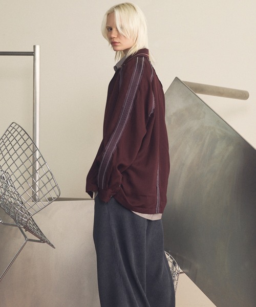 MAISON SPECIAL（メゾンスペシャル）の「《UNISEX》Inside-out Prime-Over Open Collar Shirt/インサイドアウトプライムオーバーオープンカラーシャツ【MAISON SPECIAL/メゾンスペシャル】（シャツ/ブラウス・メンズ・ブラック/ピンクベージュ/バーガンディー・0/1/2）」の13枚目の写真