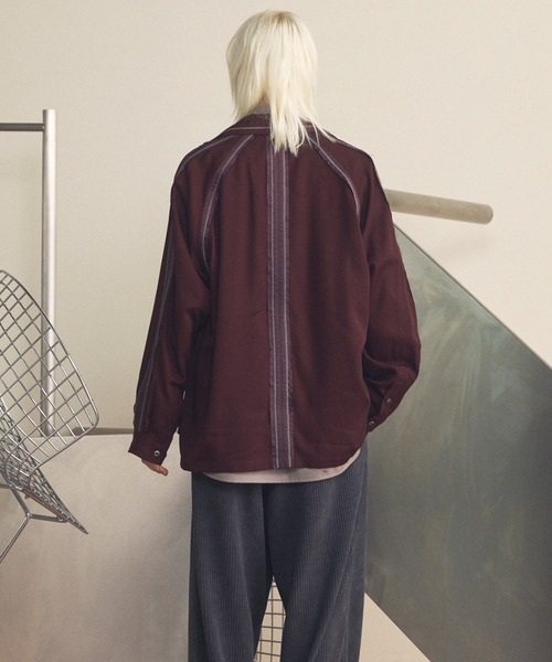 MAISON SPECIAL（メゾンスペシャル）の「《UNISEX》Inside-out Prime-Over Open Collar Shirt/インサイドアウトプライムオーバーオープンカラーシャツ【MAISON SPECIAL/メゾンスペシャル】（シャツ/ブラウス・メンズ・ブラック/ピンクベージュ/バーガンディー・0/1/2）」の14枚目の写真