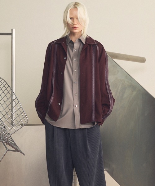 MAISON SPECIAL（メゾンスペシャル）の「《UNISEX》Inside-out Prime-Over Open Collar Shirt/インサイドアウトプライムオーバーオープンカラーシャツ【MAISON SPECIAL/メゾンスペシャル】（シャツ/ブラウス・メンズ・ブラック/ピンクベージュ/バーガンディー・0/1/2）」の12枚目の写真