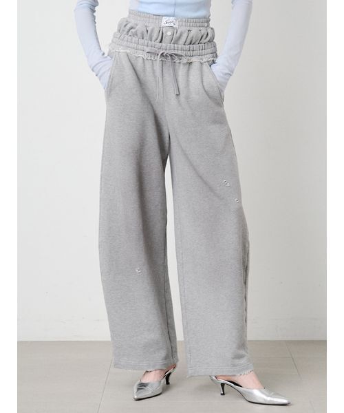 SORIN（ソリン　）の「Damaged Design Baggy Pants/ダメージ デザインバギーパンツ（スウェットパンツ・レディース・グレー/ホワイト・36/38）」の3枚目の写真