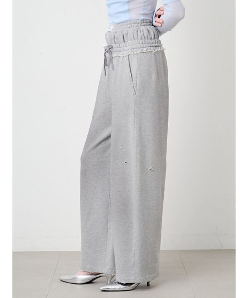 SORIN（ソリン　）の「Damaged Design Baggy Pants/ダメージ デザインバギーパンツ（スウェットパンツ・レディース・グレー/ホワイト・36/38）」の4枚目の写真