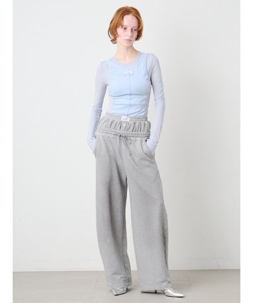 SORIN（ソリン　）の「Damaged Design Baggy Pants/ダメージ デザインバギーパンツ（スウェットパンツ・レディース・グレー/ホワイト・36/38）」の6枚目の写真