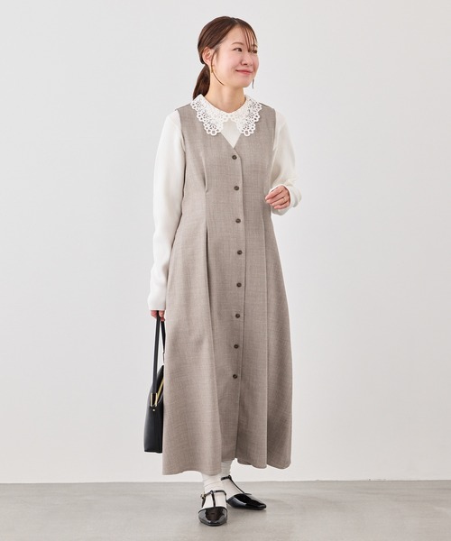 ROPE' PICNIC（ロペピクニック）の「【低身長・小柄さんサイズ】ウエストタックジャンパースカート（ジャンパースカート・レディース・ネイビー/グレー系その他/ベージュ系その他2・FREE）」の3枚目の写真