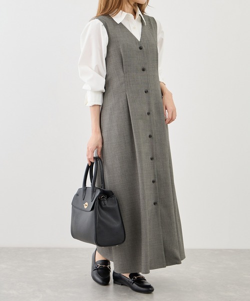 ROPE' PICNIC（ロペピクニック）の「【低身長・小柄さんサイズ】ウエストタックジャンパースカート（ジャンパースカート・レディース・ネイビー/グレー系その他/ベージュ系その他2・FREE）」の5枚目の写真