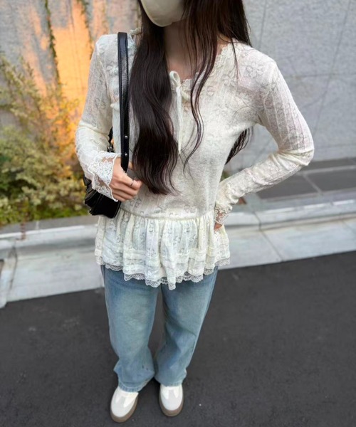 mebole(メボレ)の「Airy Lace Ribbon Top(Tシャツ/カットソー・レディース・アイボリー・FREE)」の20枚目の写真