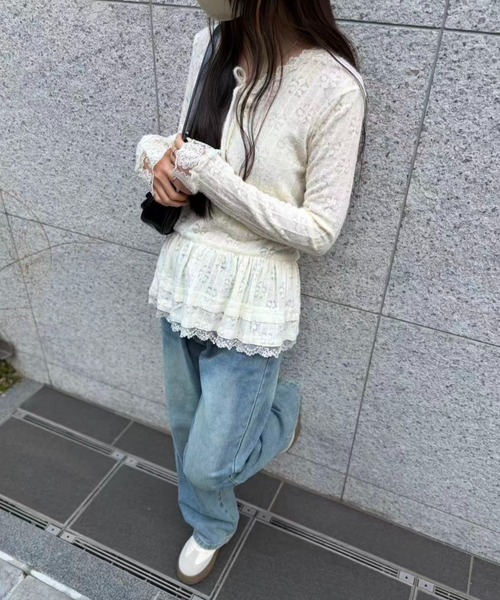 mebole(メボレ)の「Airy Lace Ribbon Top(Tシャツ/カットソー・レディース・アイボリー・FREE)」の21枚目の写真