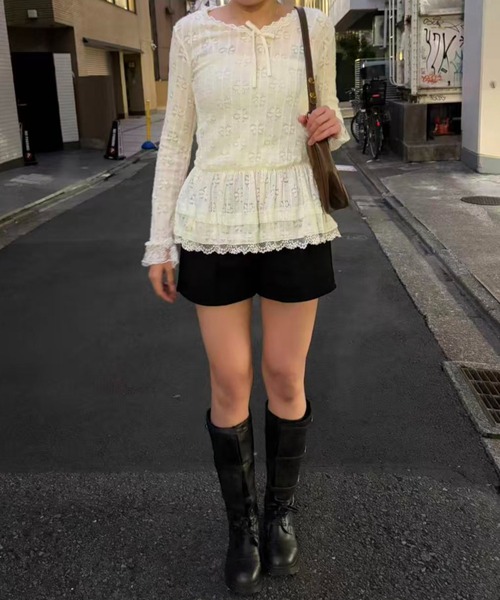 mebole(メボレ)の「Airy Lace Ribbon Top(Tシャツ/カットソー・レディース・アイボリー・FREE)」の10枚目の写真