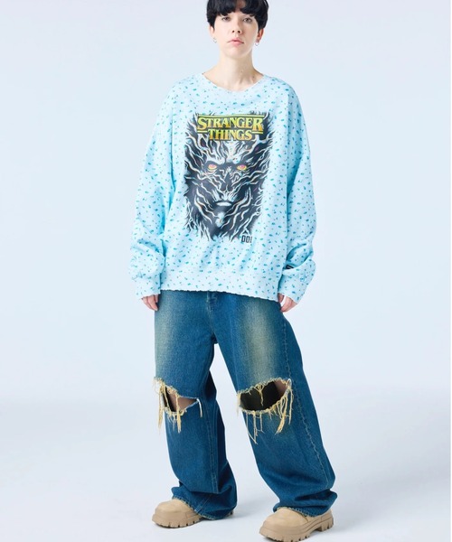 Little sunny bite（リトルサニーバイト）の「littlesunnybite/リトルサニーバイト/stranger floral sweat top（スウェット・レディース・ブルー/ホワイト/ピンク・M/S）」の4枚目の写真