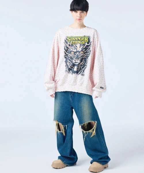 Little sunny bite（リトルサニーバイト）の「littlesunnybite/リトルサニーバイト/stranger floral sweat top（スウェット・レディース・ブルー/ホワイト/ピンク・M/S）」の6枚目の写真
