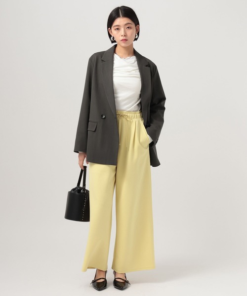 BAYFLOW（ベイフロー）の「[ストレッチ入り♪シワが目立ちにくい]ジョーゼットワイドパンツ（その他パンツ・レディース・ブラック/オフホワイト/イエロー・SMALL/MEDIUM）」の8枚目の写真