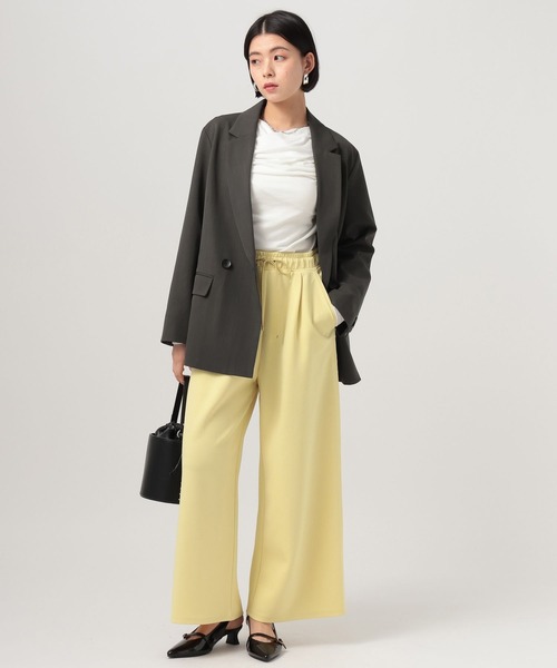 BAYFLOW（ベイフロー）の「[ストレッチ入り♪シワが目立ちにくい]ジョーゼットワイドパンツ（その他パンツ・レディース・ブラック/オフホワイト/イエロー・SMALL/MEDIUM）」の9枚目の写真