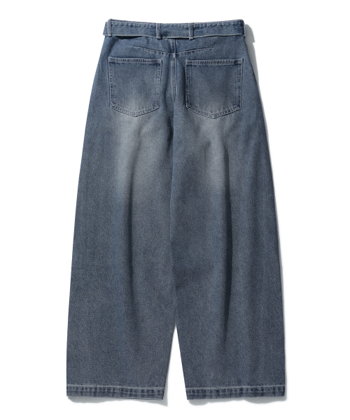 DECET(デケト)の「Belted Barrel Wide Leg Jeans DCPT072Blue(デニムパンツ・メンズ・その他・26/28/30/32/34)」の4枚目の写真