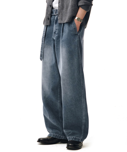 DECET(デケト)の「Belted Barrel Wide Leg Jeans DCPT072Blue(デニムパンツ・メンズ・その他・26/28/30/32/34)」の9枚目の写真