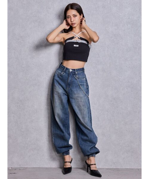 GYDA（ジェイダ）の「ハイウエストGYDA chainデザインジョガーデニムパンツ（デニムパンツ・レディース・ライトブルー/ブルー・MEDIUM/SMALL）」の17枚目の写真