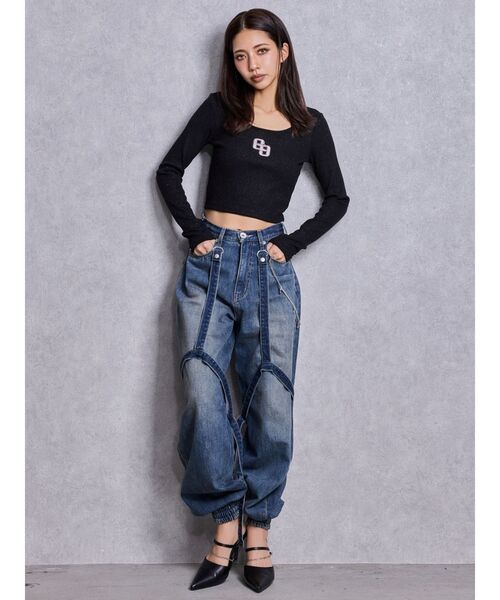 GYDA（ジェイダ）の「ハイウエストGYDA chainデザインジョガーデニムパンツ（デニムパンツ・レディース・ライトブルー/ブルー・MEDIUM/SMALL）」の19枚目の写真