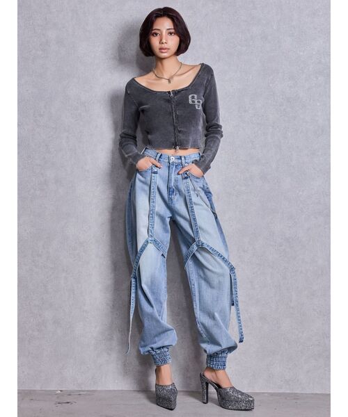 GYDA（ジェイダ）の「ハイウエストGYDA chainデザインジョガーデニムパンツ（デニムパンツ・レディース・ライトブルー/ブルー・MEDIUM/SMALL）」の22枚目の写真