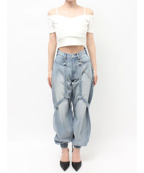 GYDA（ジェイダ）の「ハイウエストGYDA chainデザインジョガーデニムパンツ（デニムパンツ・レディース・ライトブルー/ブルー・MEDIUM/SMALL）」の12枚目の写真
