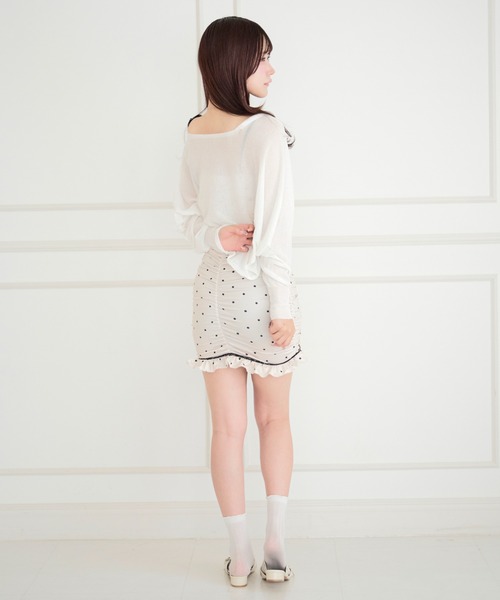 ALLuRing ChaRm(アリュリングチャーム)の「Gathered Dot Frill Mermaid Mini Dress / ギャザードットフリルマーメイドミニワンピース(ワンピース・レディース・ホワイト・FREE)」の18枚目の写真
