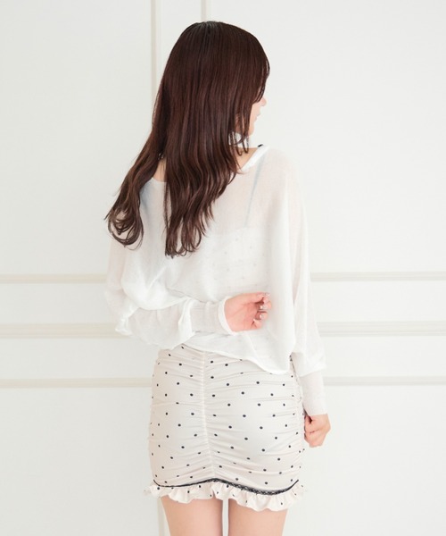 ALLuRing ChaRm(アリュリングチャーム)の「Gathered Dot Frill Mermaid Mini Dress / ギャザードットフリルマーメイドミニワンピース(ワンピース・レディース・ホワイト・FREE)」の14枚目の写真