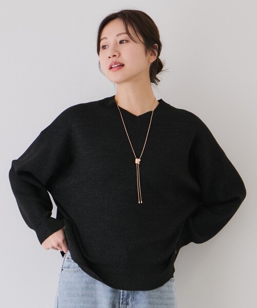 Jayro(ジャイロ)の「ラメスウェットライクニットプルオーバー(ニット/セーター・レディース・ピンク/ブラック系その他/グレー・FREE)」の2枚目の写真
