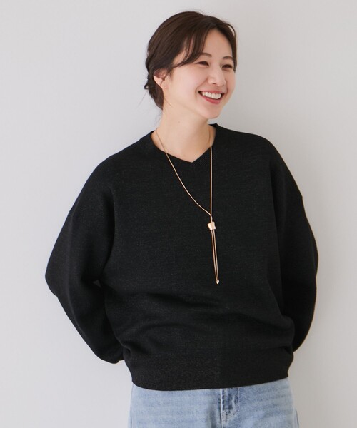 Jayro(ジャイロ)の「ラメスウェットライクニットプルオーバー(ニット/セーター・レディース・ピンク/ブラック系その他/グレー・FREE)」の4枚目の写真