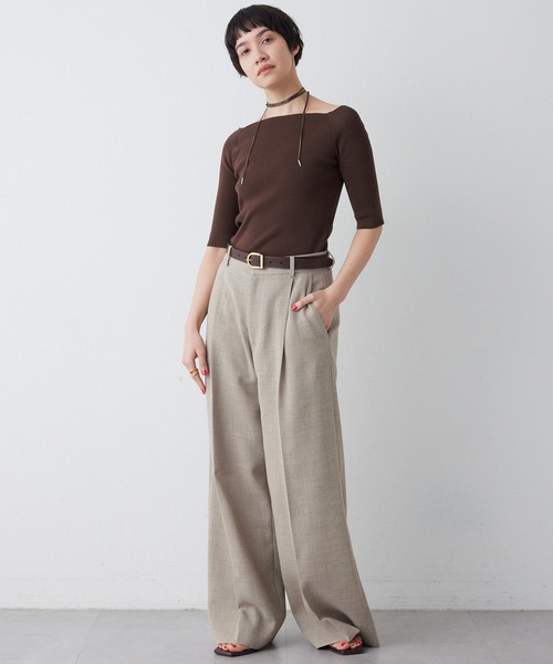 THE PAUSE（ザ ポーズ）の「【THE PAUSE】オフショルハーフスリーブプルオーバー（ニット/セーター・レディース・ブラウン/チャコールグレー/ブラック・FREE）」の13枚目の写真