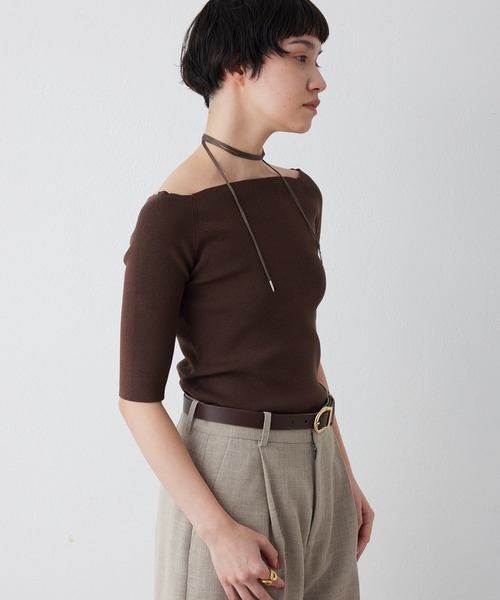 THE PAUSE（ザ ポーズ）の「【THE PAUSE】オフショルハーフスリーブプルオーバー（ニット/セーター・レディース・ブラウン/チャコールグレー/ブラック・FREE）」の21枚目の写真